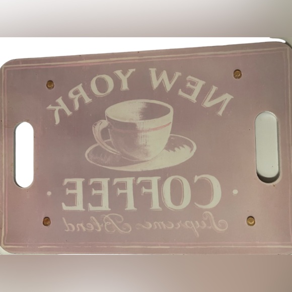 Antique Cutting Board / Expresso Bar Tray ~ Glass - Picture 2 of 3